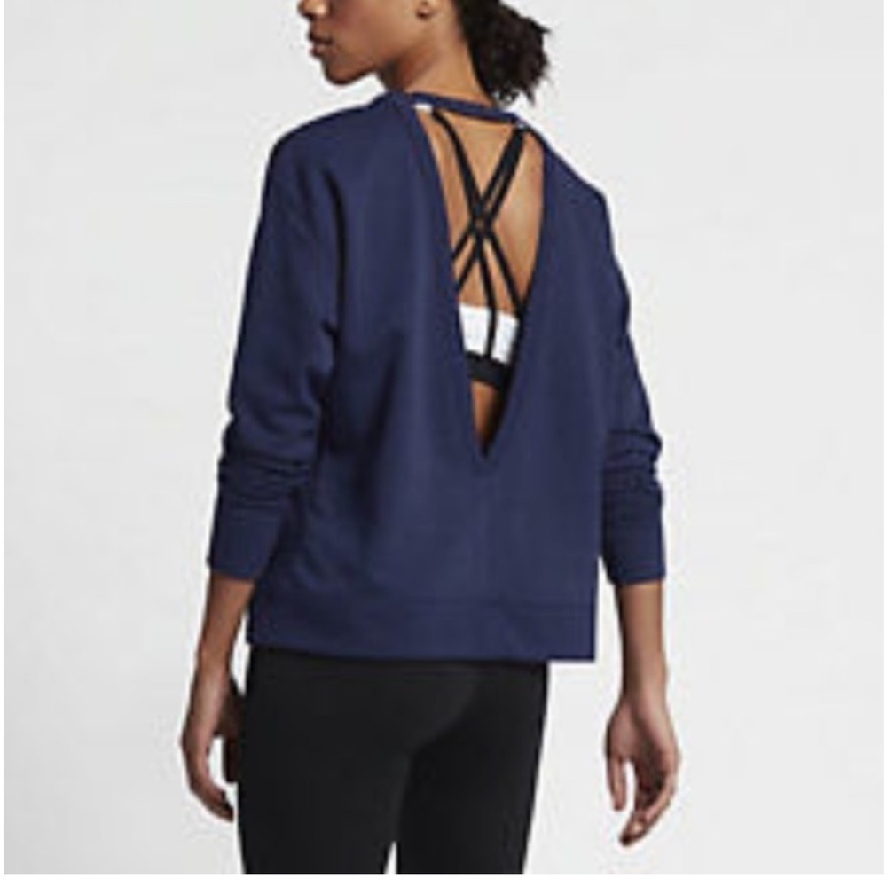 Nike Versa Open Back Training Sweatshirt Dark Navy Blue SZ M